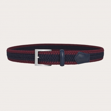 Elegant elastic nickel free braided belt, burgundy and navy blue