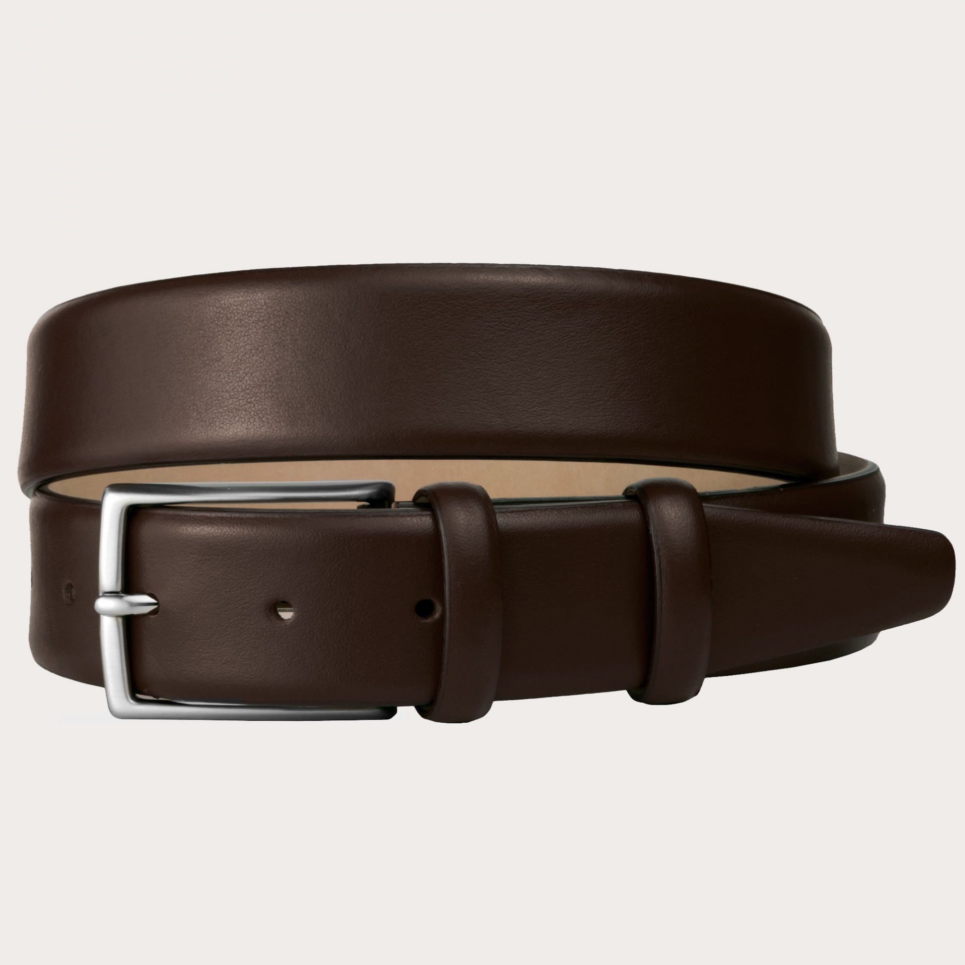 Classic leather dress belt, dark brown 