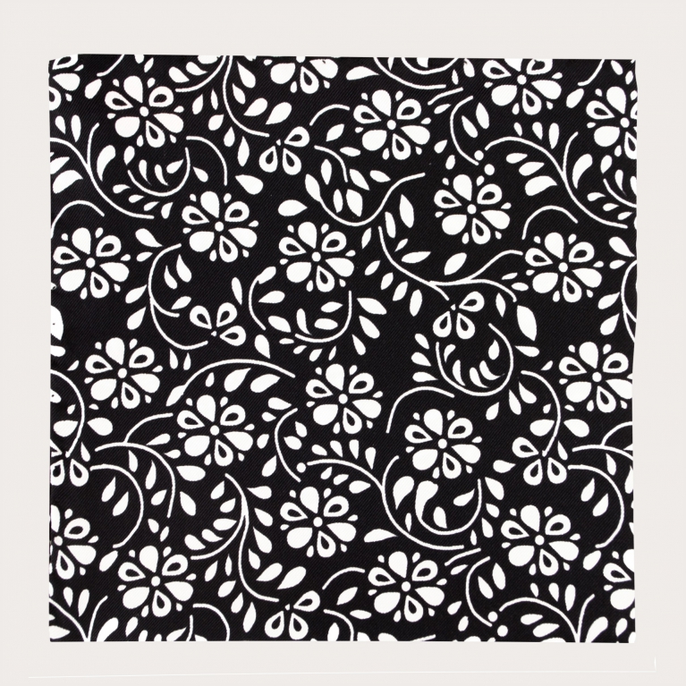 Silk pocket square black and white