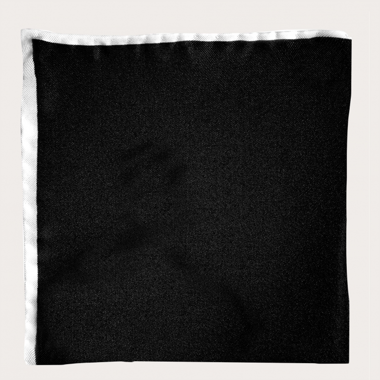 Pocket square silk black white