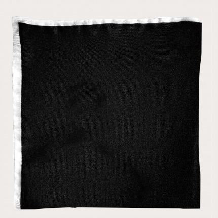 Pañuelo de bolsillo en seda, negro con bordes blanco