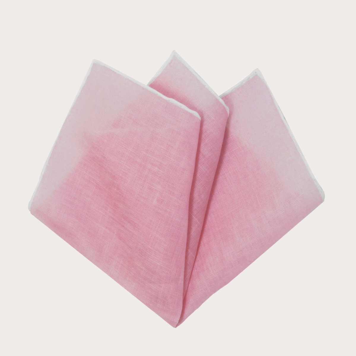 BRUCLE Pocket square in linen, pink with white edges