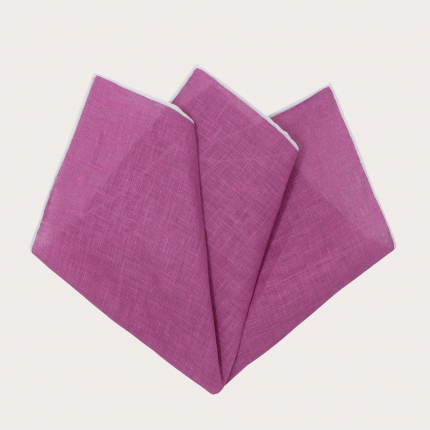 Pañuelo de bolsillo en lino, violeta con bordes blancos