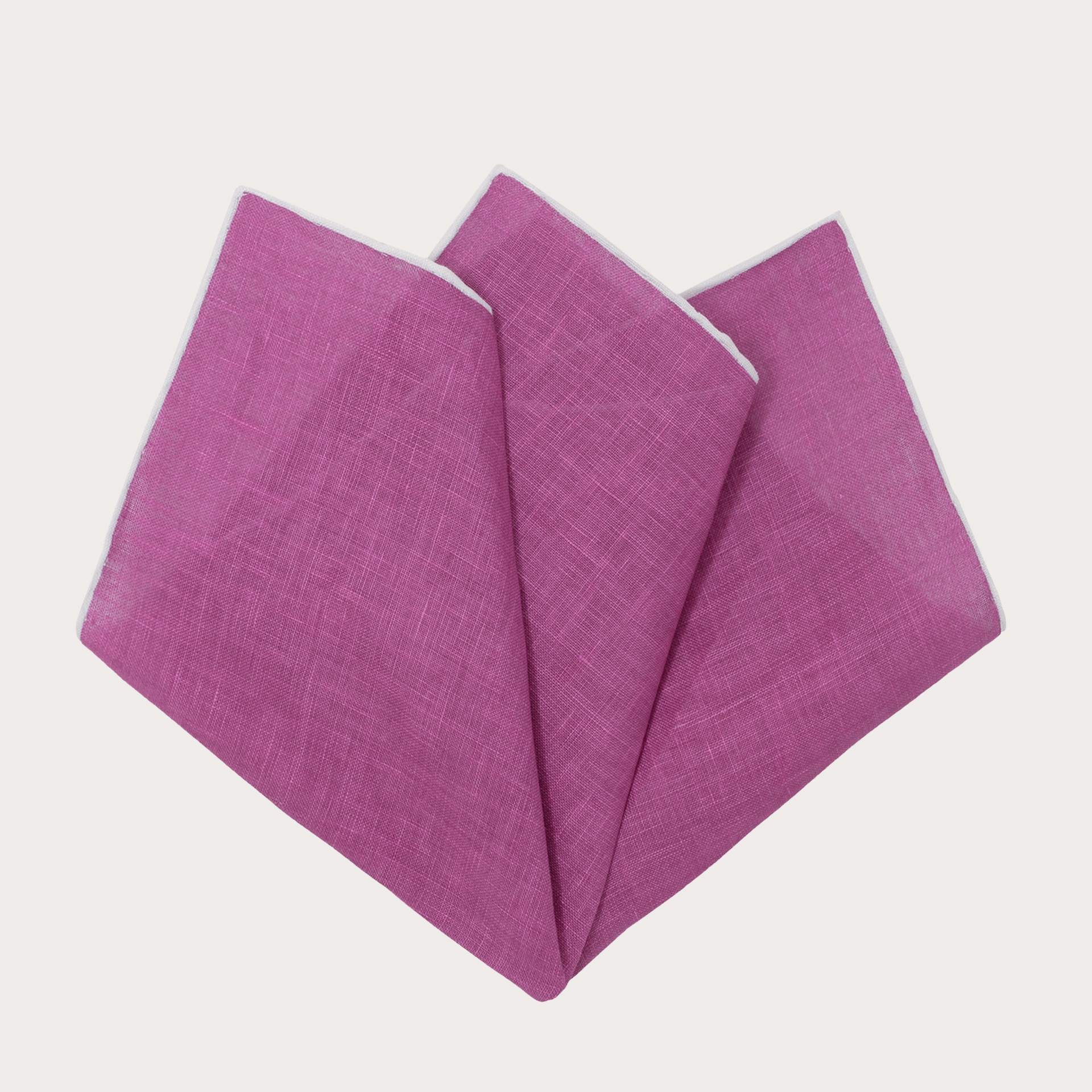 Pocket square in linen, purple with white edges