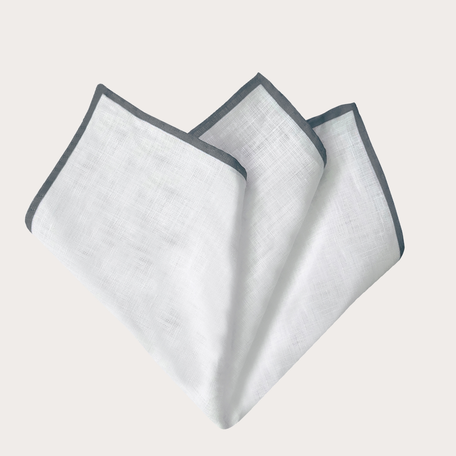 máximo Vuelo aleatorio Pañuelo de bolsillo en lino, blanco con bordes gris