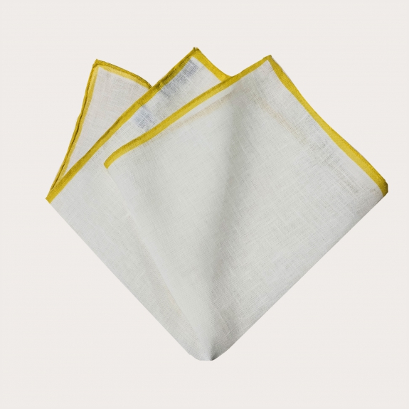 Pochette costume blanche jaune en lin