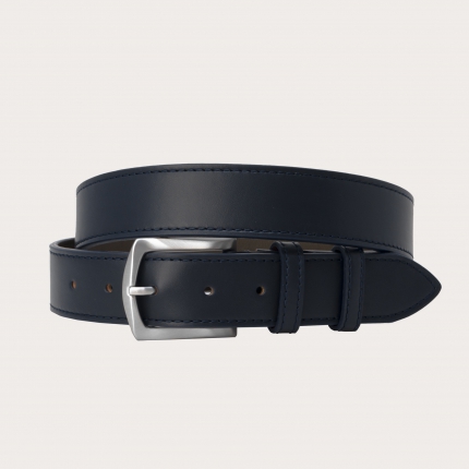 Flat belt in calfskin, navy blue