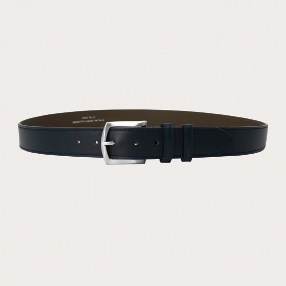 BRUCLE Ceinture plate en cuir de veau, bleu marine