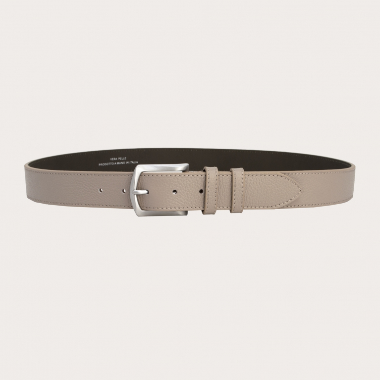 Ceinture plate en cuir gris tourterelle