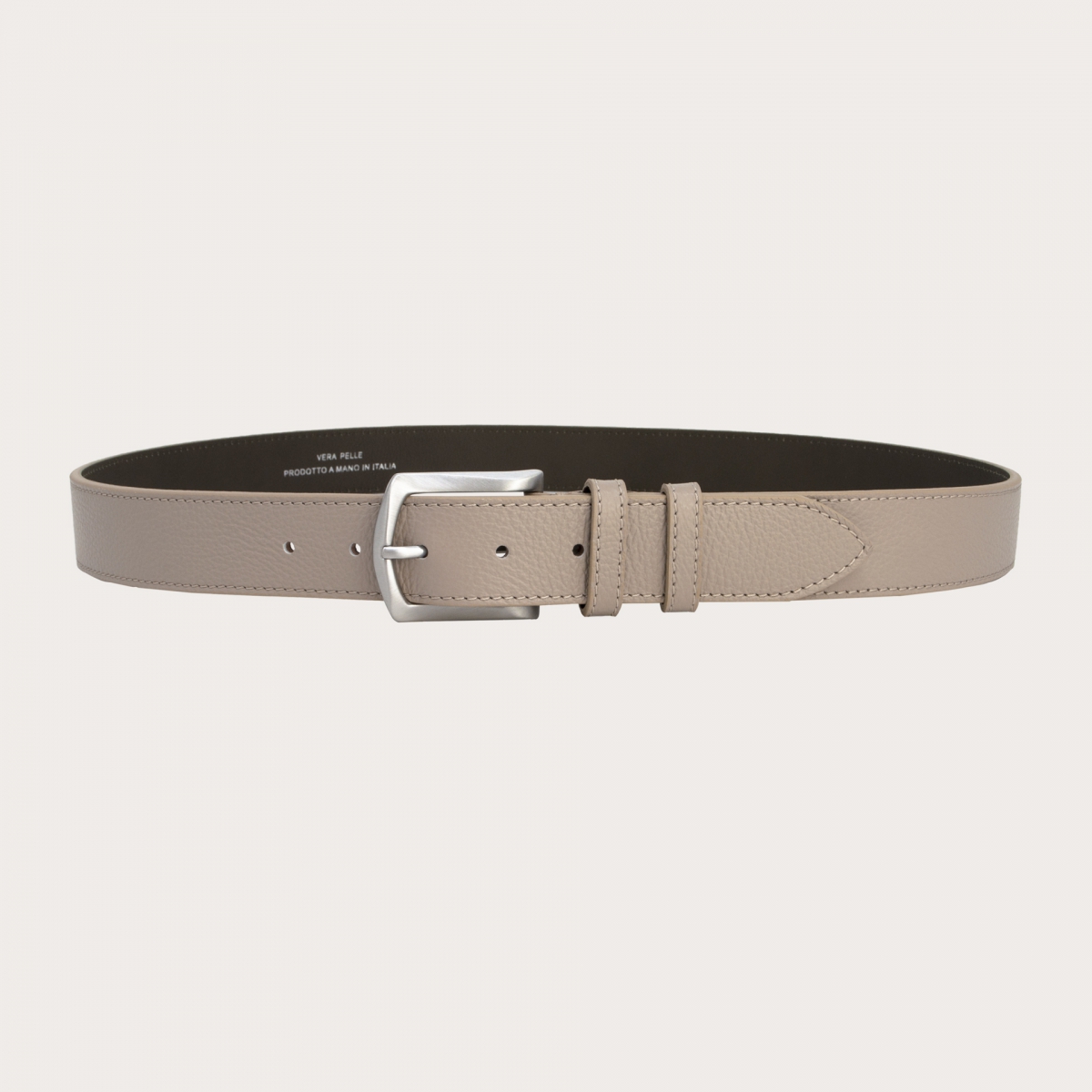 BRUCLE Ceinture plate en cuir de veau, gris tourterelle