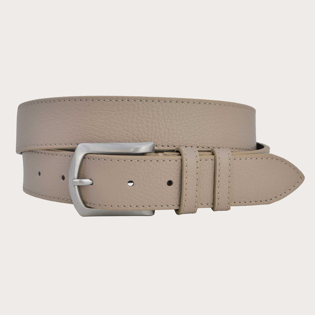 flat leather belt dove grey