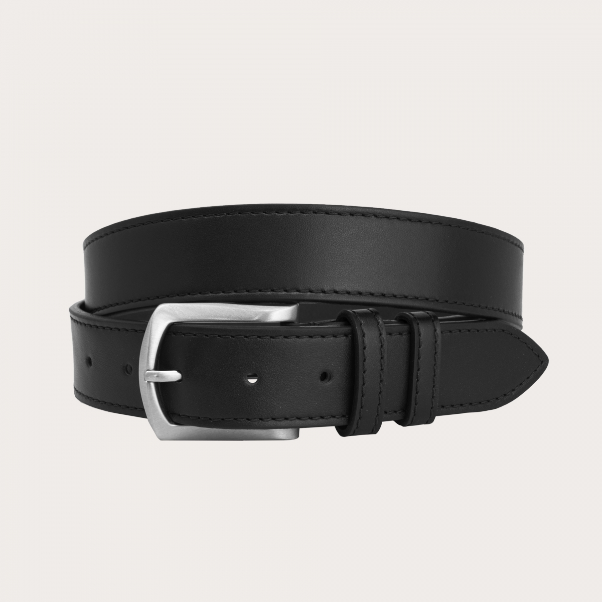 BRUCLE flat leather belt black made in italy