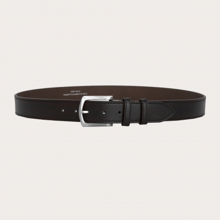 Flat belt in calfskin, black