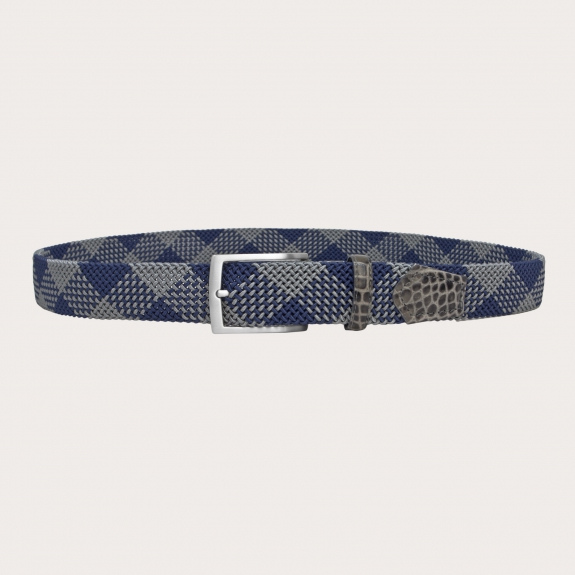 BRUCLE braided elastic belt grey blue with buckle nickel free