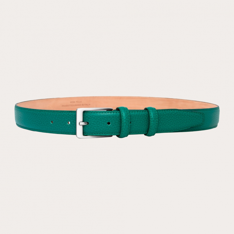 Ceinture basse verte en cuir foulonné