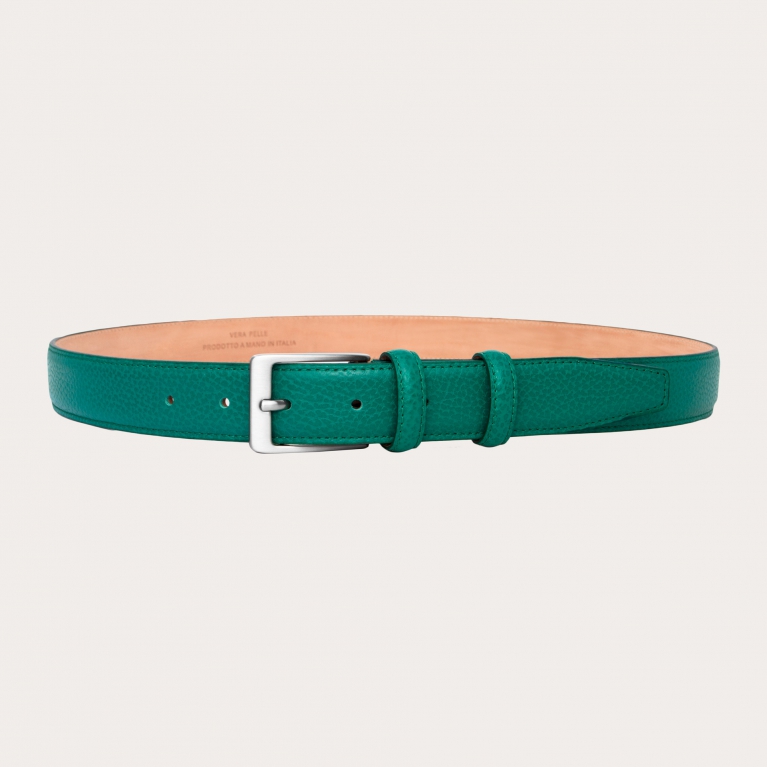 Low green belt in tumbled leather