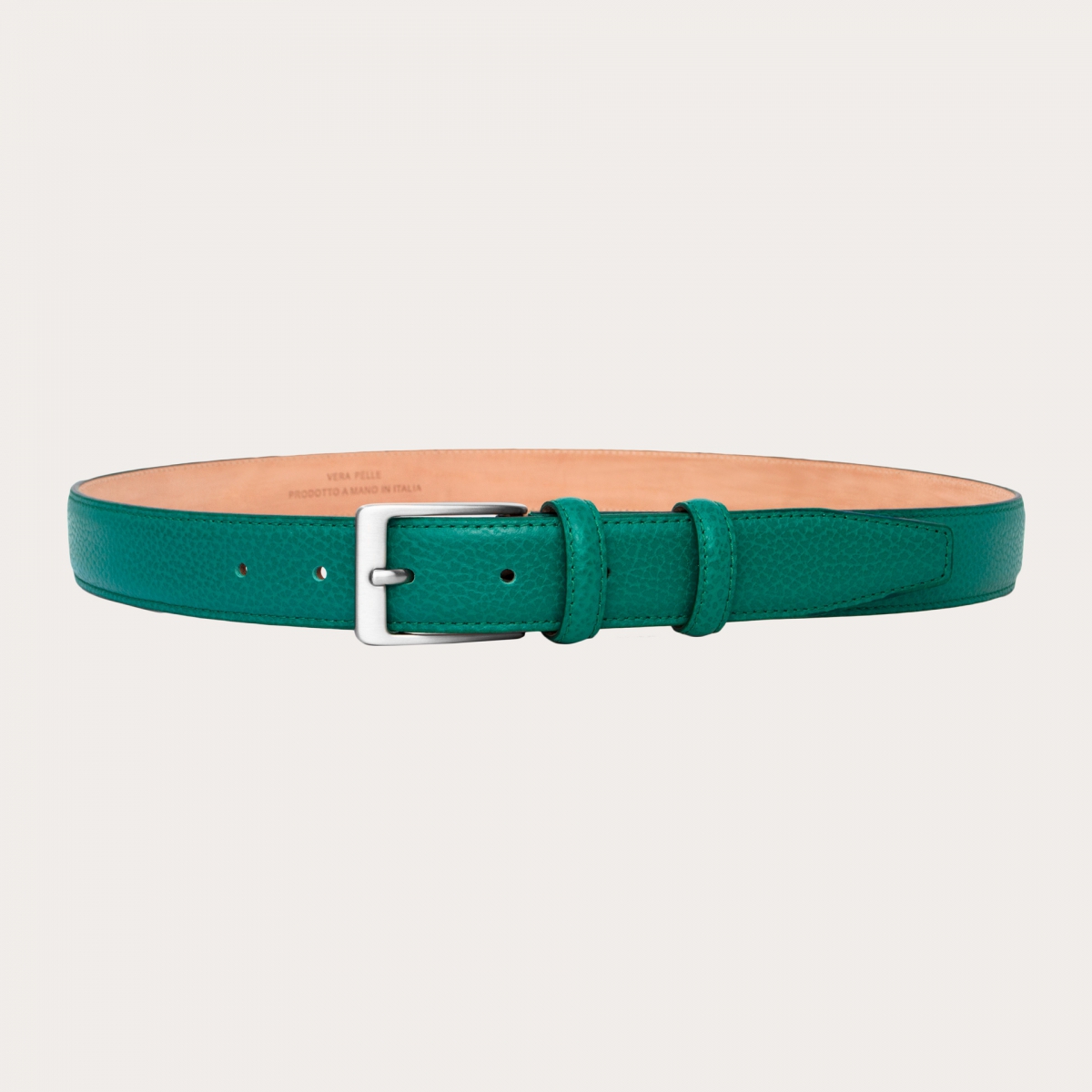 BRUCLE Low green belt in tumbled leather