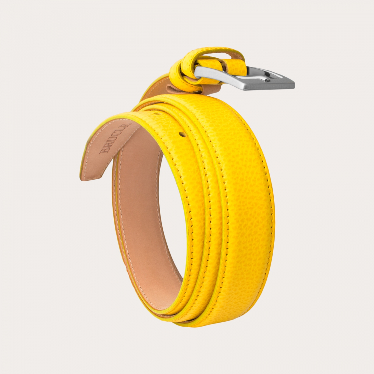 Yellow leather belt