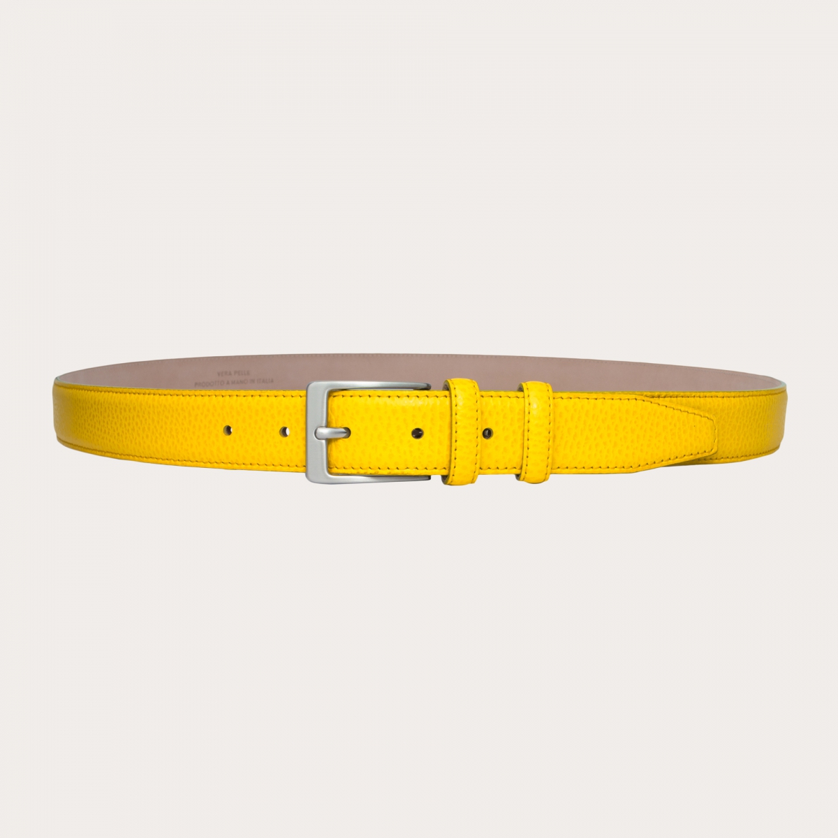 Cintura vera pelle bottalata gialla