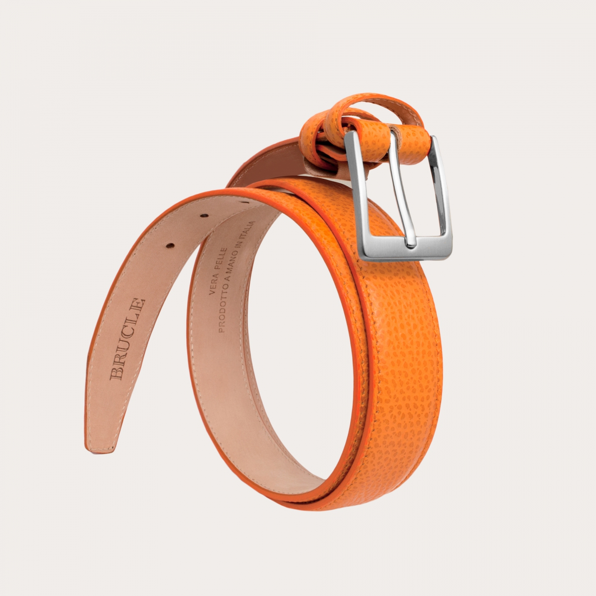 Orange leather belt