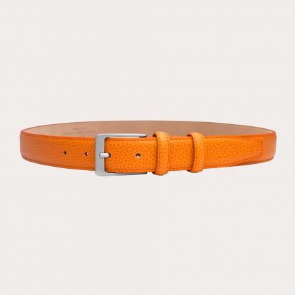 Cinturón naranja de piel de becerro abatanada