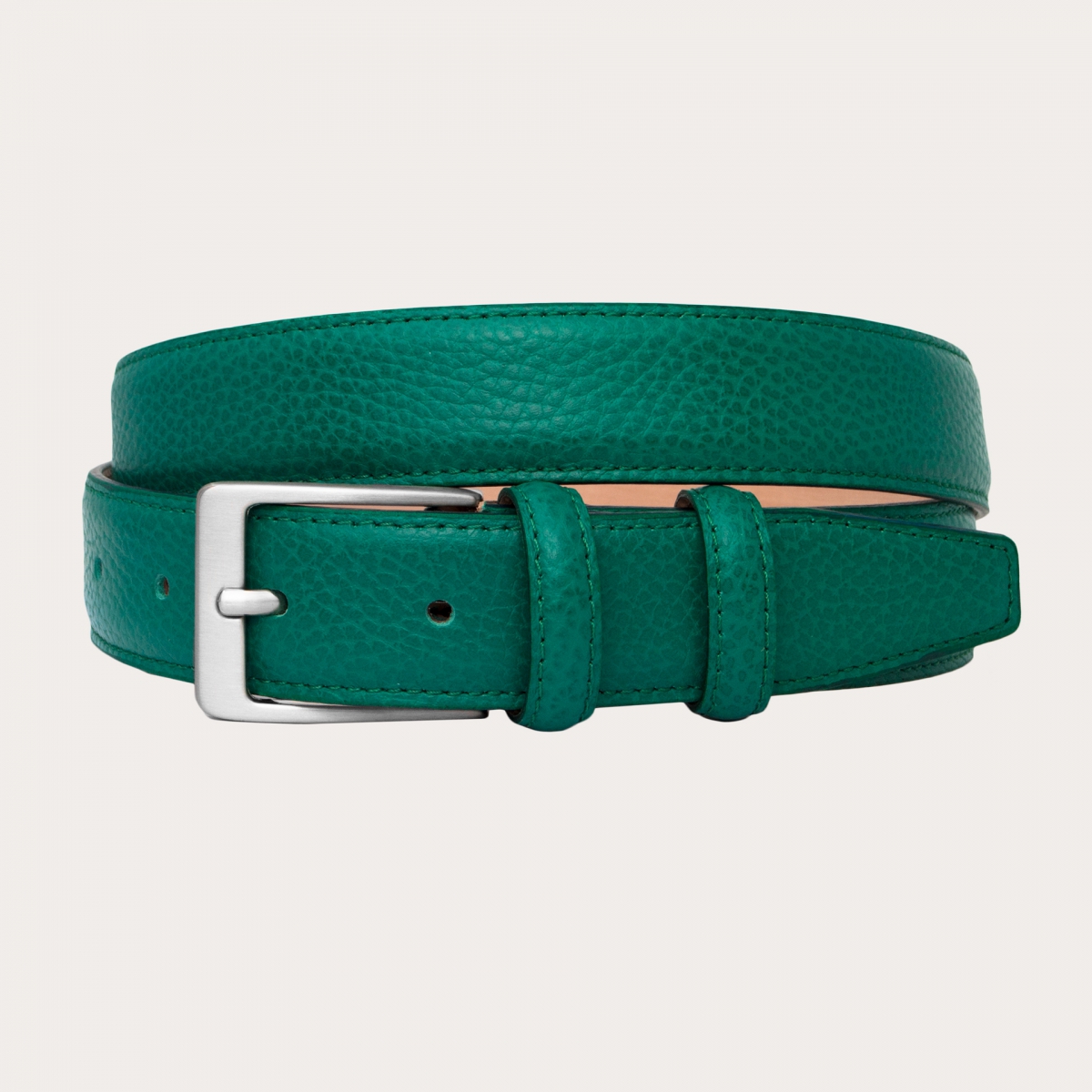 BRUCLE Low green belt in tumbled leather