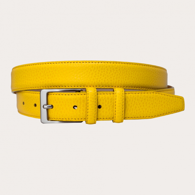 Cintura trendy in vera pelle, giallo