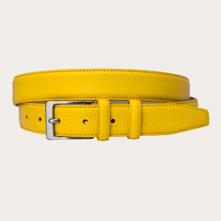 Trendy genuine leather belt, yellow