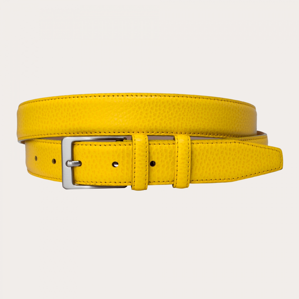 Cintura vera pelle bottalata gialla