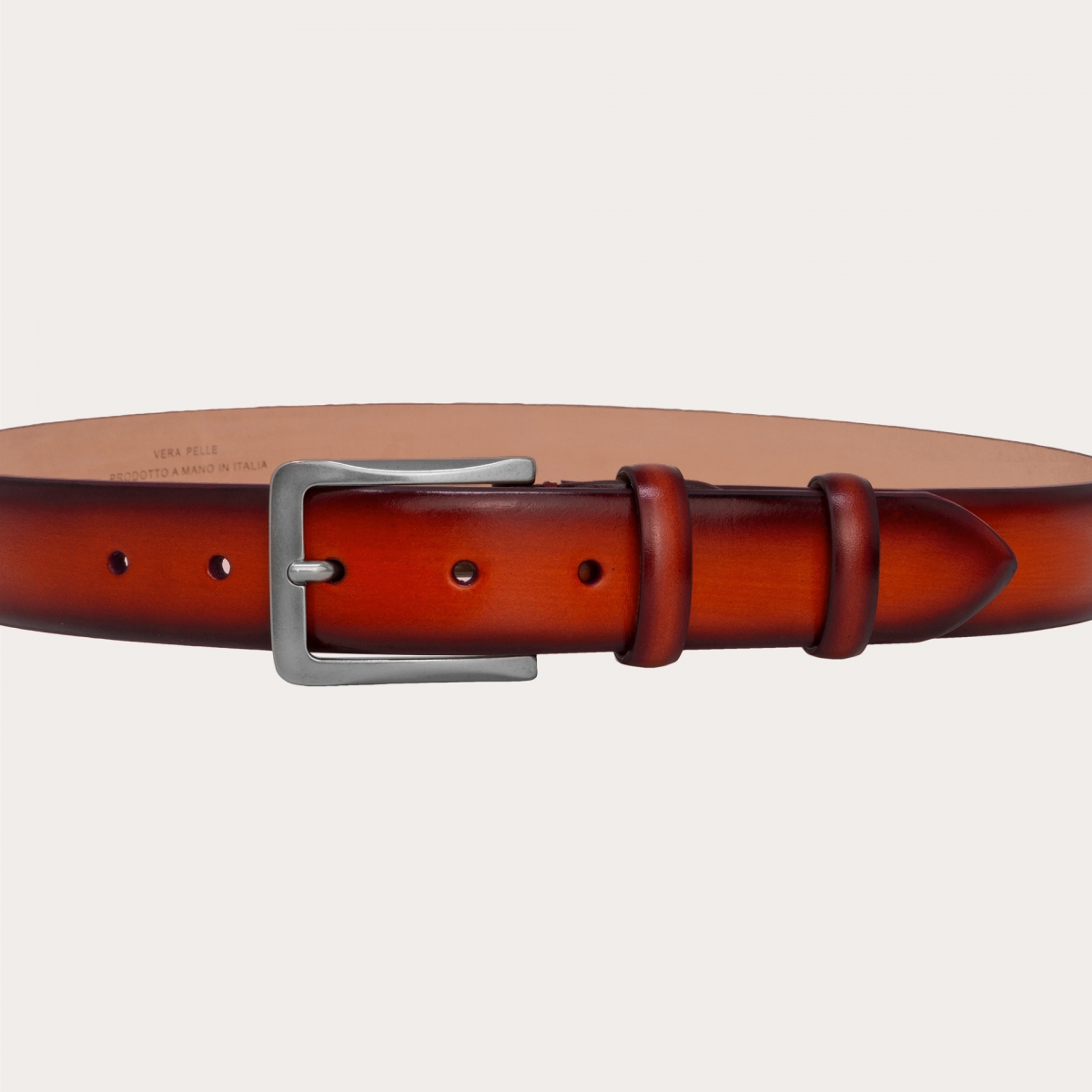 BRUCLE Trendy belt in hand-buffered and shaded leather, orange