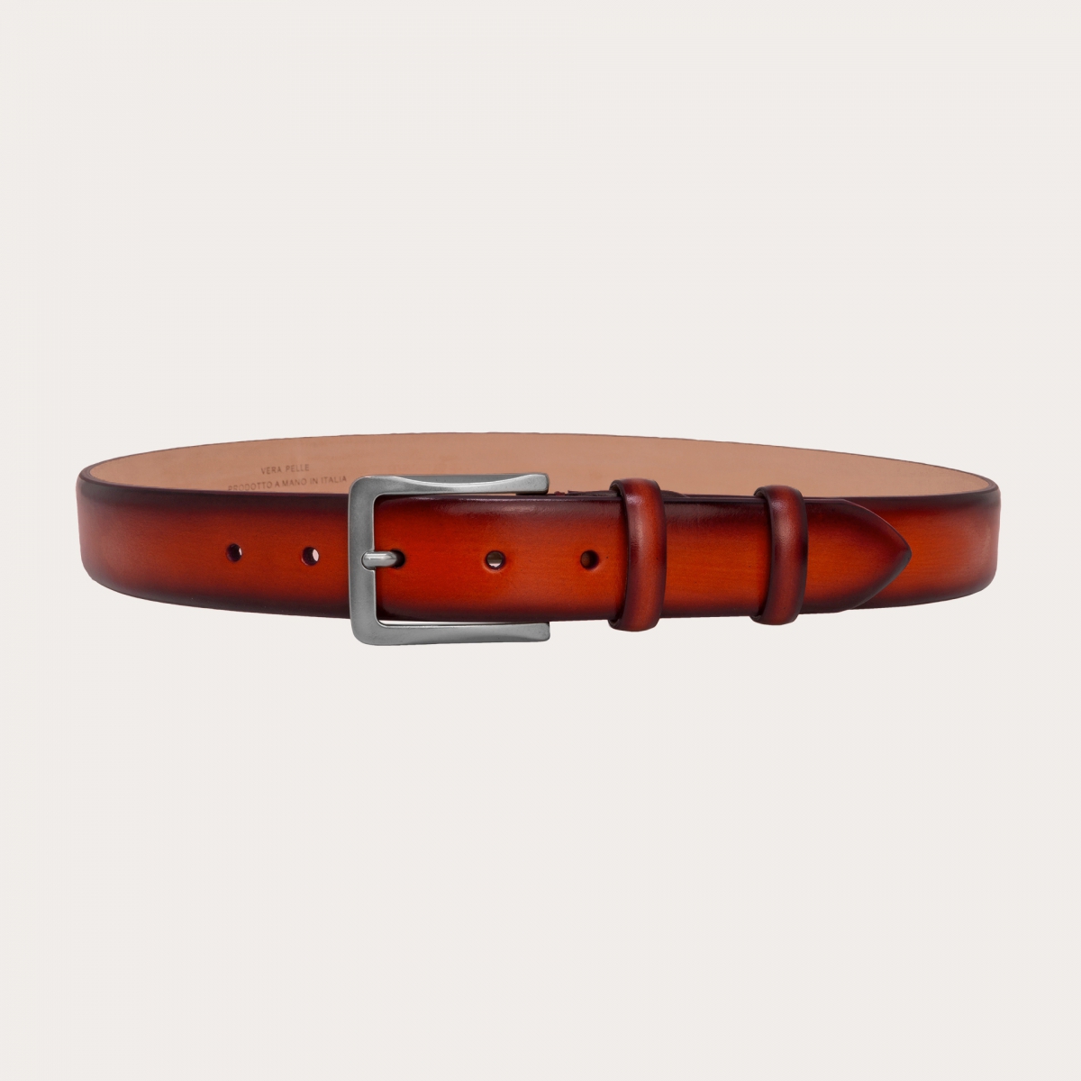 BRUCLE Trendy belt in hand-buffered and shaded leather, orange