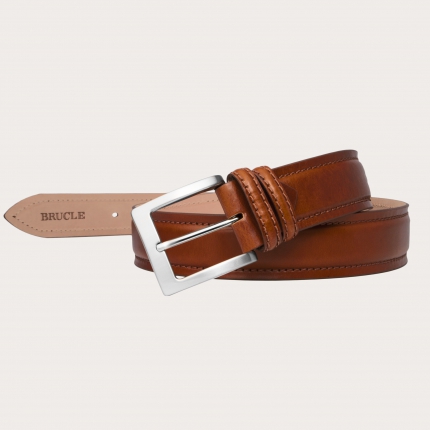 Belt in gold brown Florentine leather