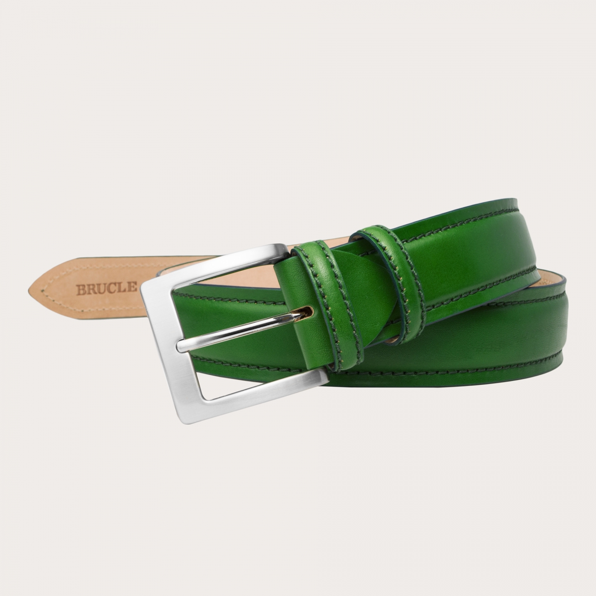 BRUCLE Cintura in cuoio fiorentino verde smeraldo
