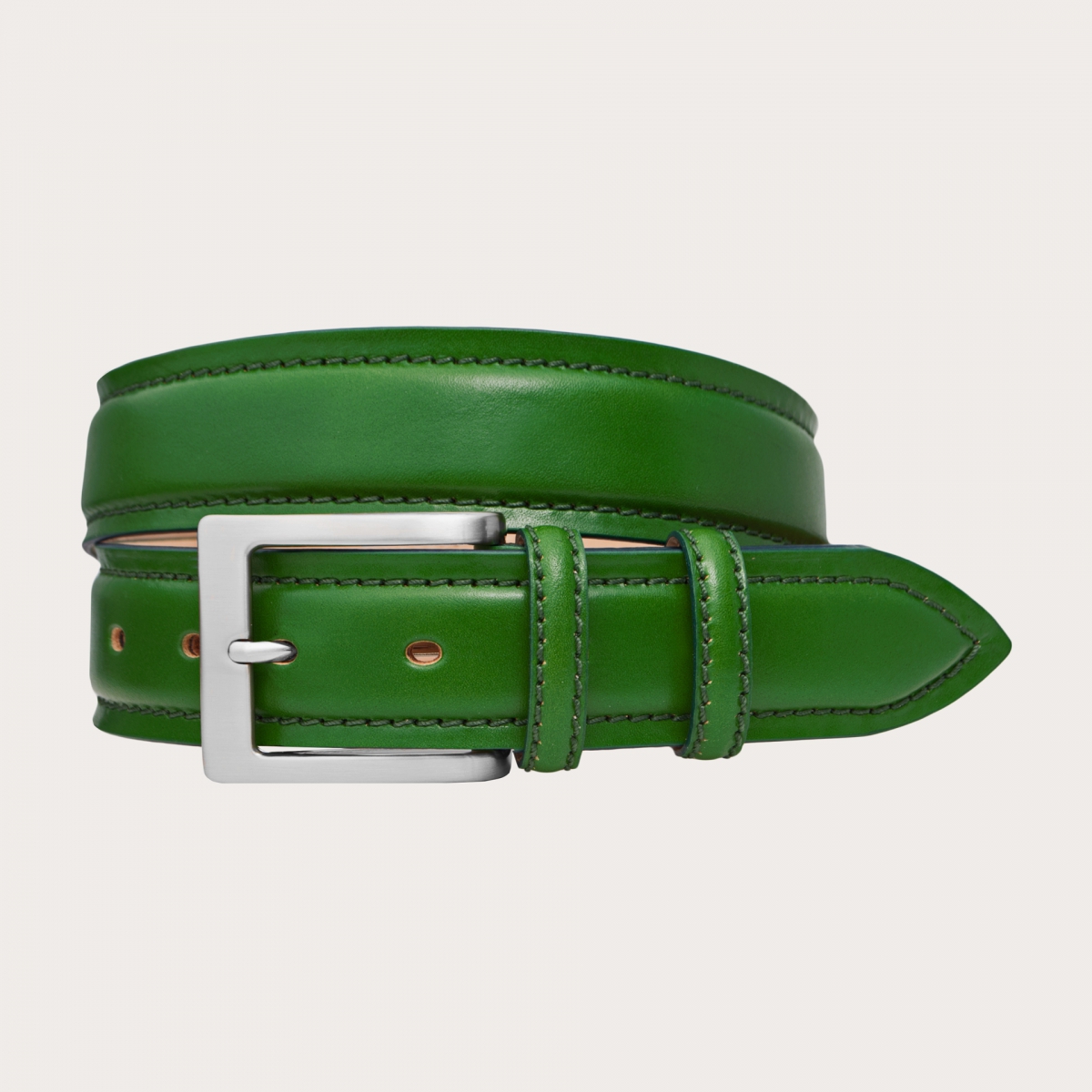 BRUCLE Cinturón de cuero florentino verde esmeralda