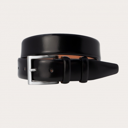 Ceinture noire en cuir véritable brillant
