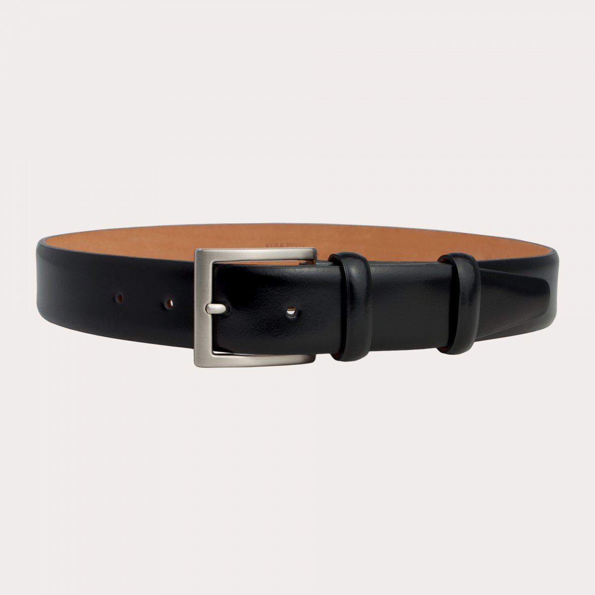 BRUCLE Black shiny genuine leather belt