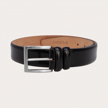 Black shiny genuine leather belt
