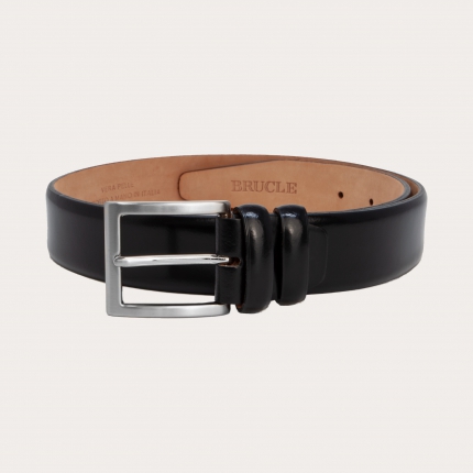 Ceinture noire en cuir véritable brillant