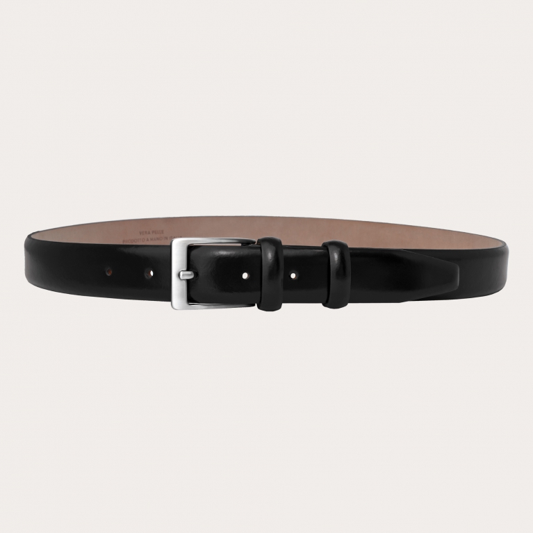 Thin glossy black belt