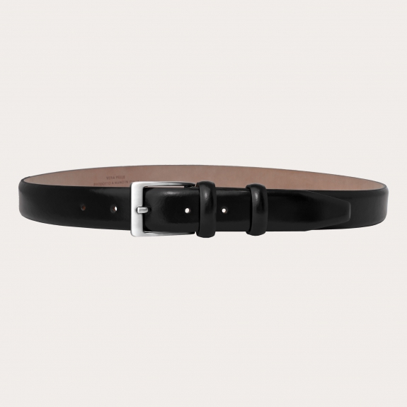 BRUCLE Thin glossy black belt