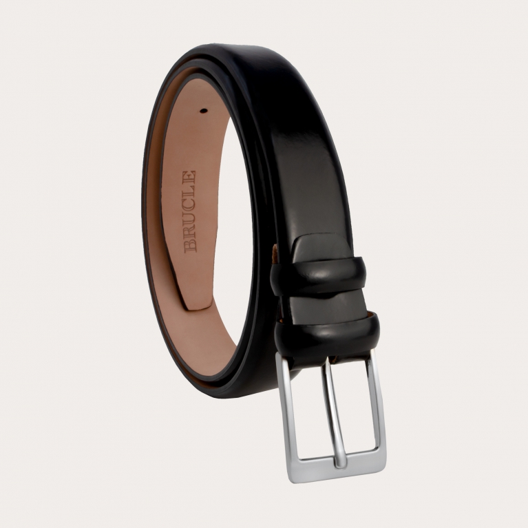 Thin glossy black belt
