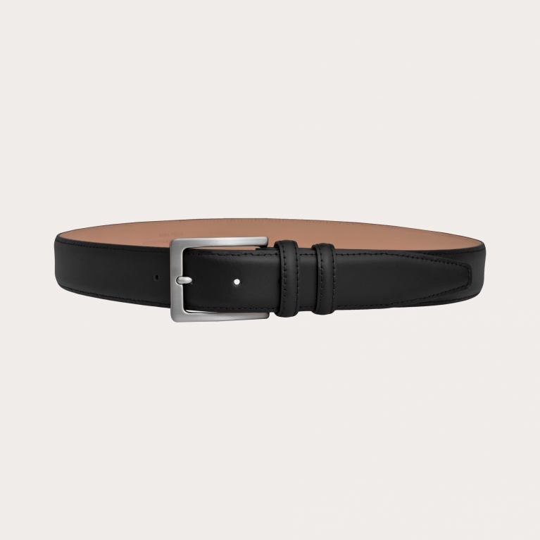 Ceinture noire classique en cuir véritable