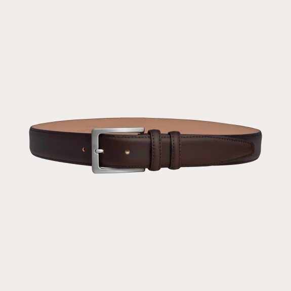 BRUCLE Classic dark brown leather dress belt