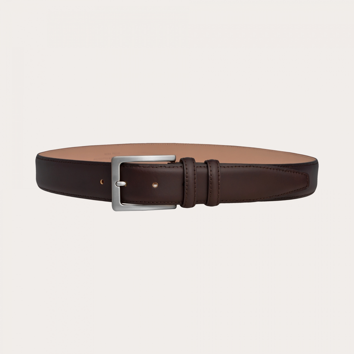 BRUCLE Cinturón de vestir clásico de piel marrón oscuro