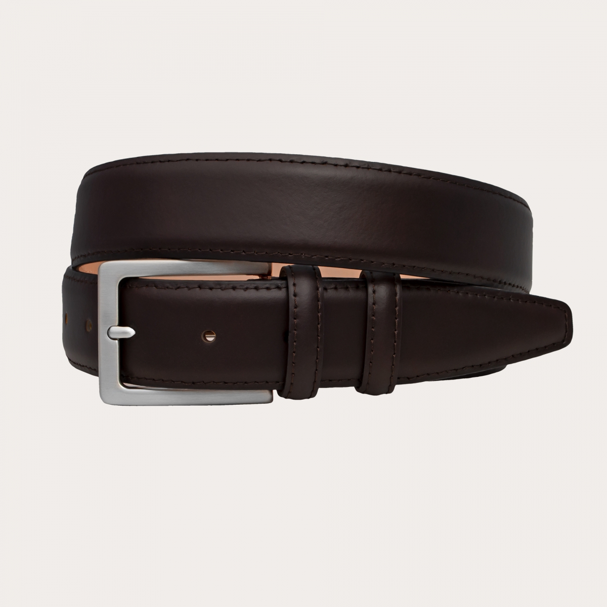 BRUCLE Classic dark brown leather dress belt