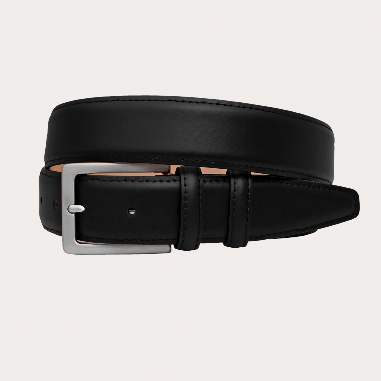 Ceinture noire classique en cuir véritable