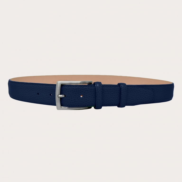 Elk print leather belt, blue