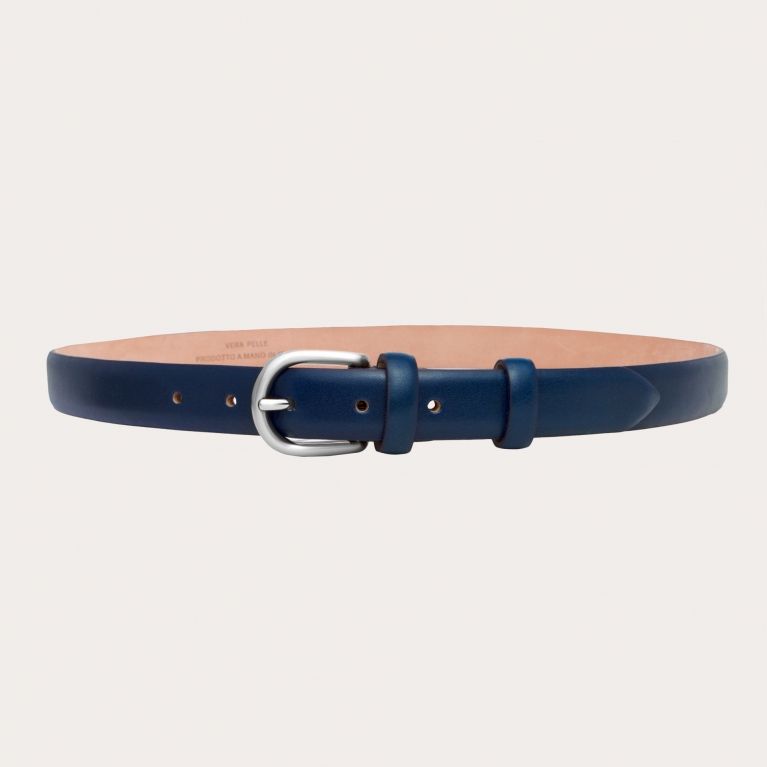 Women's belt in blue Florentine leather