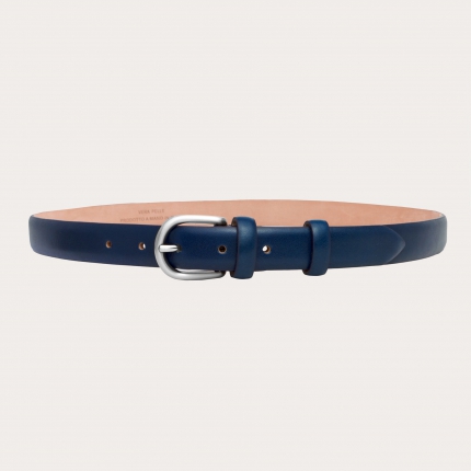 Genuine leather belt, blue