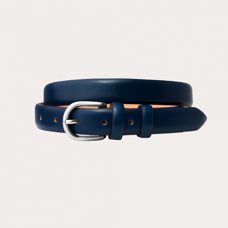 Women's belt in blue Florentine leather
